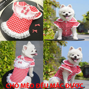 Váy đỏ đen nhiều lớp mùa xuân và mùa hè cho chó mèo quần áo cho chó cưng quần áo cho chó