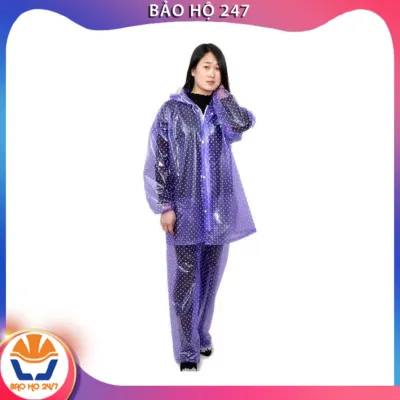 Bộ quần áo mưa chấm bi nhựa dẻo PVC chống thấm siêu bền - Hàng cao cấp baoho247