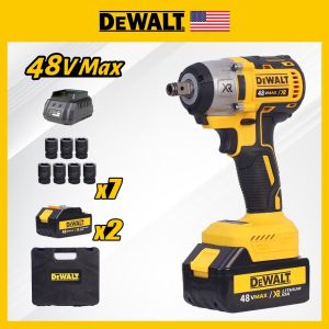 DeWalt Impact Wrench Heavy Duty Japan Electric Wrench With Charger Hammer Drill Power Tools Cordless Impact Drill Brushless 2 Battery Cordless Drill For Motorcycle Rechargeable Original Set