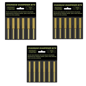 6pcs Chainsaw Sharpening Stone Chain Saw Sharpener Diamond Grinding Tool Titanium-Plated Grinding Bits 4mm/4.8mm/5.5mm