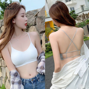 DACHAO Free size Cotton Cross Strap Bra Top with Padding Removable chest pad