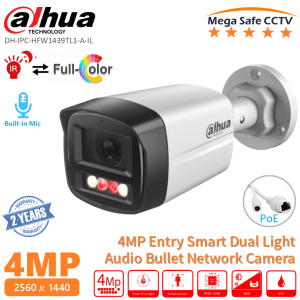 DAHUA DH-IPC-HFW1439TL1-A-IL 4MP Full-color Audio Bullet Netwok IP Camera Smart Dual Light Built-in Mic PoE IP CAMERA
