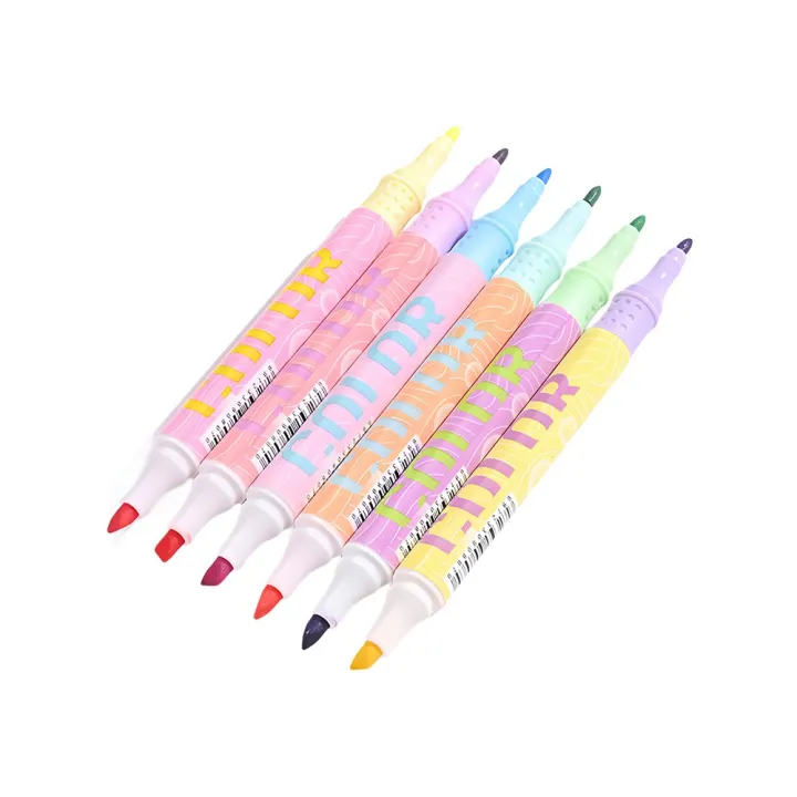 ONE-A114%20Highlighter%20Pastel%202%20Sisi%20Isi%206pcs%2012%20Warna%20/%20Spidol%20Penanda%20Teks%20Set%20Alat%20Tulis%20Sekolah%20-%20Image%202