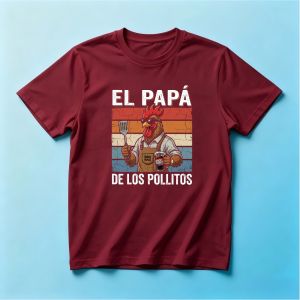 Barbecue Rooster Graphic T Shirt Men El Papá De Los Pollitos Spanish Slogan Backyard Grilling Sports Casual Streetwear Tops