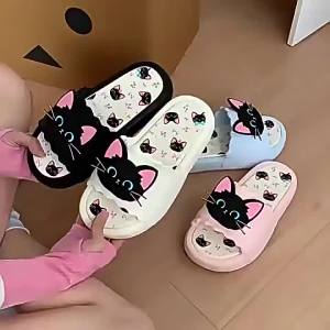 WomenS Home Summer Bathroom Cute Cartoon Cat Ear Non-Slip CoupleS Slippers For Men