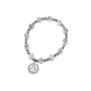 Jesus Crucifix Bracelet Silver Color Jesus Rosary Centerpiece Sacred Mercy Saint Icons Religious Beaded Bracele