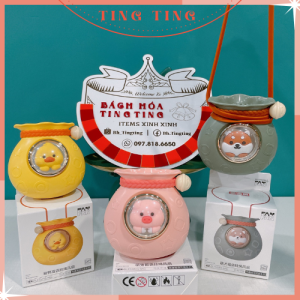 Quạt mini cầm tay có dây đeo cổ hình túi tiền đáng yêu Quạt đeo cổ mini nhỏ gọn xinh xắn _ TingTing