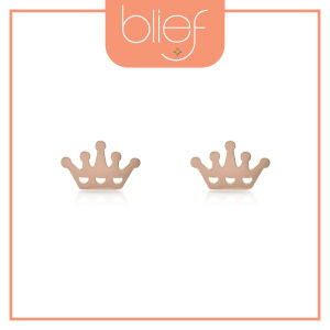 Blief Plus+ QPP Minimalist Crown Stud Earring 24 Karat Gold Subang Telinga Emas K0018