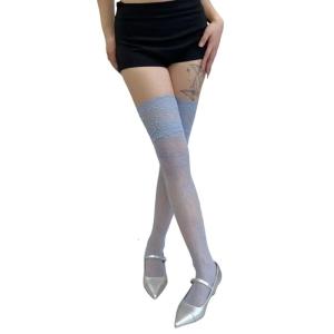 Vintage Full Lace Fishnet Thigh High Stockings for Women Flower Pattern Mesh Over Knee Long Boot Socks Lingerie Hosiery
