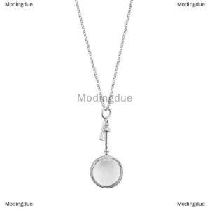 [COD] Modingdue Creative Fun Magnifier Design Long Pendant Necklace For Women Fashion Black Leather String Sweater Chain Jewelry Accessory