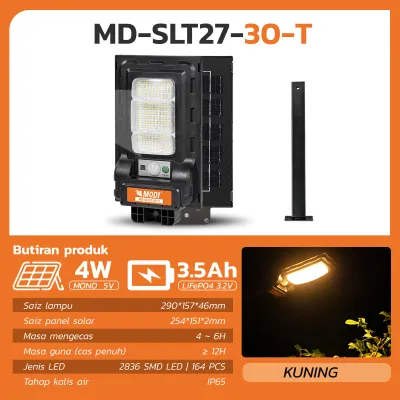 MODI New Solar Light Outdoor Lighting Lampu Solar SMD 30W50W White/Yellow Daylight Warm LightWeatherproof LED Street Light Solar Energy Saving Bright Lamp