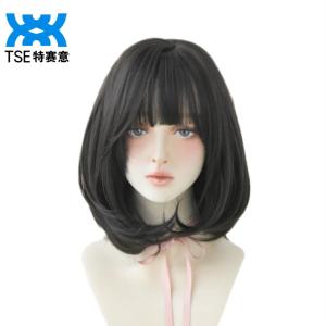 TSE Short Wig 40CM Shoulder Length Hair Wigs With Straight Bangs Bob Haircut D3107