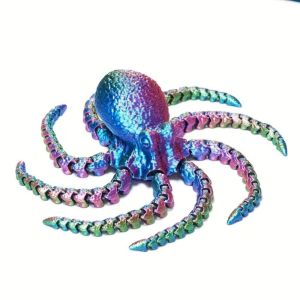 NCB11 3D Printed Octopus Ornament Cartoon Durable Octopus Model 19/27cm Active Joint 3D Octopus Ornament Fish Tank