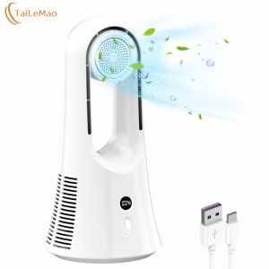 Desk Fan Portable Bladeless Fan with 6-speed LED Display Table Electric Fan Silent Desktop Fan Home Office Room With Aromatherapy Diffuser 6 PCS Scented Pads