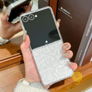 Phone Case For SAMSUNG Galaxy Z Flip 8 Z Flip 7 Z Flip 6/Z Flip 7FE Z Flip 5 Z Flip 4 Z Flip 3 Transparent TPU Keychain Chain Water Ripple Cover Classic Couple Korean