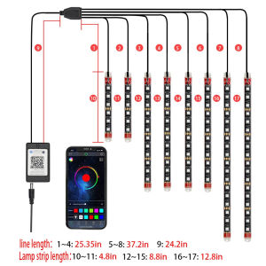 EKLEVA RGB LED Motorcycle Control Lights Underglow Motorcycle Led Light Multicolor Waterproof Music App Control Atmosphere Lamp Strip