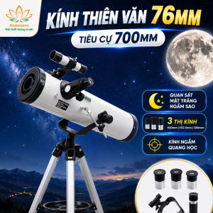 Kính thiên văn 76mm 700mm ngắm sao Kính viễn vọng quan sát mặt trăng 3 thị kính Kính ngắm quang học