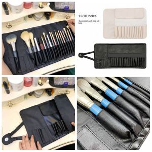 BAIXL Pu Leather Makeup Brush Bag Brush Organizer 12/18Hole Cosmetic Storage Bag Soft Eyebrow Pencil Box Makeup Brush Holder Travel