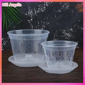 [Hill Angelia] 1Pc Flowerpot Garden Planter Drainage Pots with Holes Transparent Orchid Baskets Plastic Breathable Flower Pots Accessories