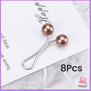 8Pcs คลิปหนีบเอวกางเกง แขนเสื้อ ปรับขากางเกง ปรับความยาว หัวหมุดประดับมุกเทียม Fashion Pins