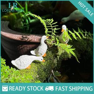 LF Wholesale✨Flash Sale ✨ 3pcs Cute White Duck Hydroponic Lotus Flower Pot Retro Resin Statue Outdoor Sculpture For Home Office Desk Garden Desk Decor Ornament