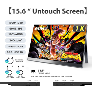 EXPOSE 15.6 inch Portable Monitor UHD 1080P Second Screen HDMI USB C Gaming Monitor for Laptop MAC Phone Xbox PS5 Switch