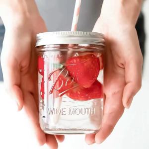 Jars with Airtight Lids Wide Mouth & Standard Mouth Glass Container for Canning Preserving Meal Prep Oats Jam Jelly