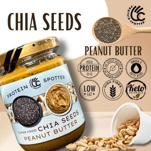 Protein-Spotter Chia Seeds Peanut Butter/Nut Butter 210g High Protein Low Fat No sugar No salt No preservative No cholesterol 100%peanuts High Fibre Low calories Keto friendly Vegan friendly Diabetic friendly