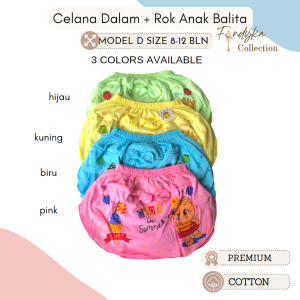 3 PCS Celana Dalam Rok Anak Perempuan M&M Sablon Cantik | Celana Dalam Baby Newborn-12 bln | Rok Cewek Bayi Balita