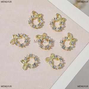 [COD] MENGYUR 5Pcs Garland Bowknot Pearl Zircon Nail Art Charms Rhinestone Christmas Wreath Design Crystals Jewelry Nail Art Decoration