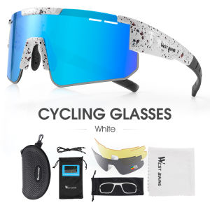 West Biking Cycling Sunglasses Polarized Three Lens Cycling Glasses Ultralight Anti-UV Sport MTB Bike Hiking Glasses Eyewear Cycling Equipment