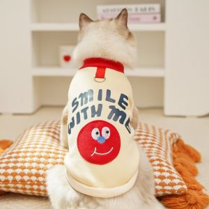 TWCEJE168 Cartoon Pattern Adorable Dog Vest Cozy Warm Fleece-lined Pet Sweatshirt Cute Soft Puppy Pullover Autumn Winter