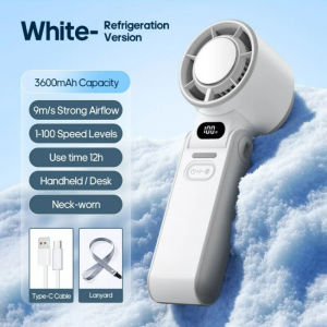 Portable High Speed Cooling Handheld Fan 3600mAh Rechargeable 100 Wind Speeds AdjustableFoldable Air Cooling Turbo Fan