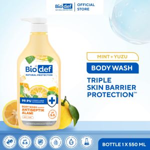Biodef Mint - Yuzu Botol 550ml  Gentle Body Wash PH Balance 5.5 Antiseptik Natural I Sabun Mandi Pelembab Cocok Kulit Kusam Sensitif  Hypoallergenic I Bau Badan I Kulit Cerah I Non SLS & Paraben I Awakening Energizing Fragrance