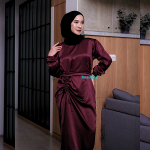Dress Serut Samping Paha | Dress Serut Satin | Dress Serut Kondangan