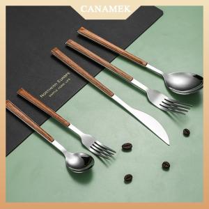 [CANAMEK] เครื่องใช้บนโต๊ะอาหารด้ามไม้1ชิ้นมีดส้อมช้อนส้อมช้อนไม้เครื่องใช้บนโต๊ะอาหารปลอดภัยมีดส้อมช้อน