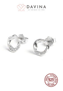 DAVINA Ladies Ezra Earrings Sterling Silver 925 - Anting Wanita Perak S92 Tusuk Bulat Stud