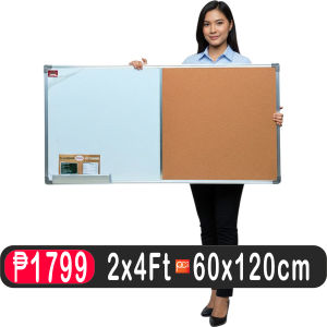 Timco Big Combination Board (Heavy Duty Plywood Backing Wall Mount & Aluminum Frame 2x3ft to 4x8ft) Whiteboard with Corkboard School & Office