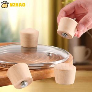 【N2HAO】 Pot Lid Handle Universal Pot Lid Holding Handle Wood Replaceable Knob Cap Cookware Handgrip Parts Kitchen Accessorie