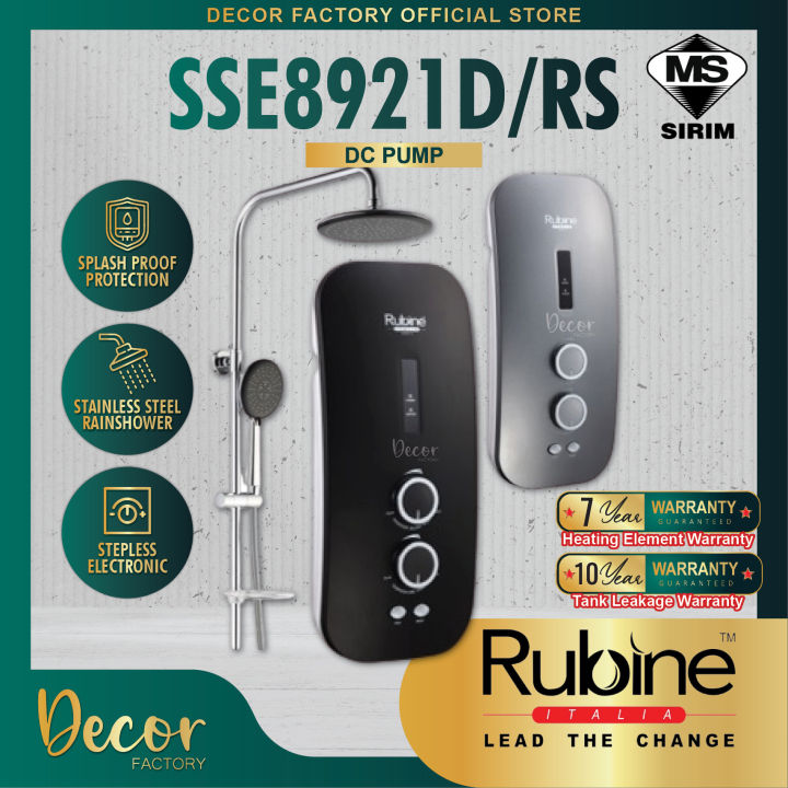 RUBINE Water Heater RUBINE SSE891D SSE891D/RS DC Pump Silent Inverter