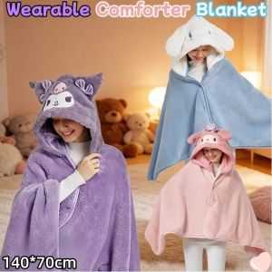 140*70cm Blanket Kumot with Button Shawl Blanket for Office Wearable Comforter Blanket Girls Gift