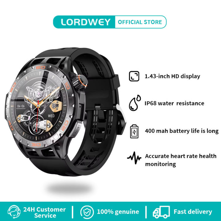LORDWEY นาฬิกาอัจฉริยะสำหรับผู้ชาย,สมาร์ทวอท์ชกีฬากลางแจ้ง LA102 Mah แบตเตอรี่ก้อนใหญ่สมาร์ทวอท์ชกันน้ำ