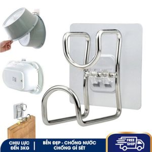 Móc Inox Dán Tường Treo Thau Chậu Khăn Quần Áo/ Giá Gắn Tường Treo Đồ Nhà Bếp Nhà Tắm Chịu Lực Siêu Chắc Siêu Bền