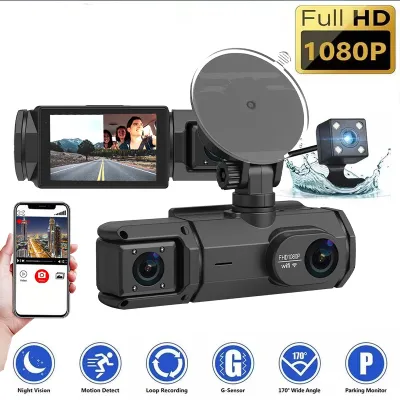 Car Dash Cam Front And Back Camera 1080P HD Night Vision Car Dashcam Car View Camera Recorder Car DVR Driving Car Dashcam 3 Camera