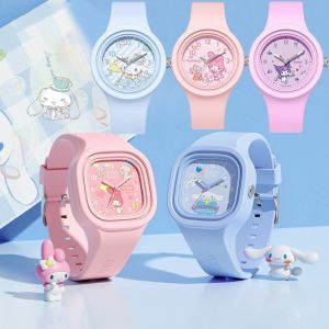 Hello Kitty Watch Kawaii  Sanrio Accessories Kuromi My Melody Cinnamoroll Wristwatch Student Glow Wrist Watch Kids Birthday Gift