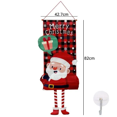 Merry Christmas Banner for Home Door Window Hanging Banner Flag Santa Snowman Reindeer Christmas Decoration New Year Ornaments