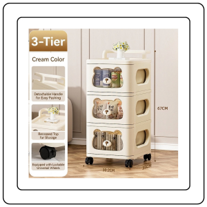 【JJ HOME】Cream Bear Storage Cabinet / Rolling Drawer Cabinet / 4 Sizes