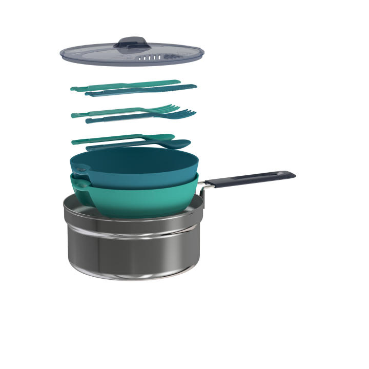 Decathlon Camping Stainless Cookset (1 Pan, 1 Lid, 2 Bowls, 2 Cutlery