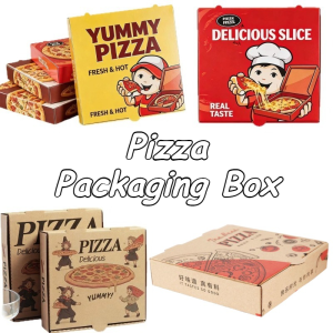 5Pcs Corrugated Pizza Packaging Boxes Printed Sturdy Eco-Friendly Box For Fresh & Hot Pizza Delivery