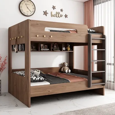 Double Decker Bed Frame Double Bed Loft Bed Height-Adjustable Bed Bunk Wooden Bunk Bed Multi-functional Kids Bed Frame With Storage Childrens Bed Bed High Low